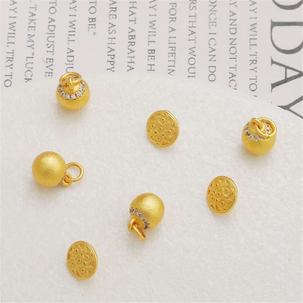 

18-carat Gold Color Sand Gold Colorful Button Beaded Zircon Ball Pendant Diy Bracelet Necklace Jewelry Charm Accessories