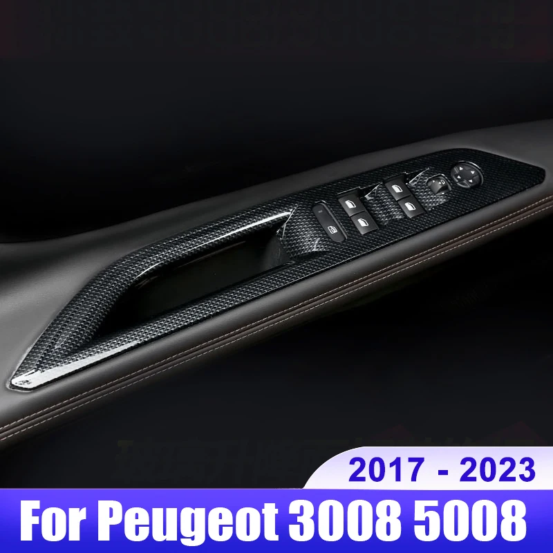 

For Peugeot 3008 5008 GT Hybrid 2017 2018 2019 2020 2021 2022 2023 Car Window Glass Lift Switch Button Cover Trim Accessories