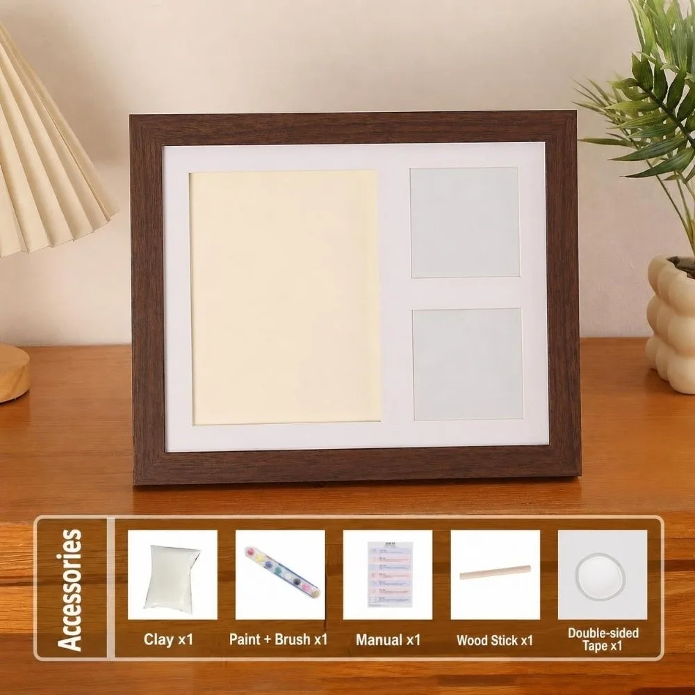 DIY Pet Paw Print Kit Frame Wooden Photo Display