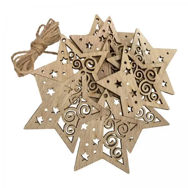

2x 10Pcs Unfinished Wooden Cutouts Christmas Wood Slices Pendants Christmas Tree Decoration for DIY Drawing