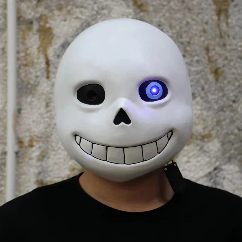 AAA 2025 Game Undertale Sans Latex Led Light Full Head Adult Cosplay Mask Halloween Party Porp