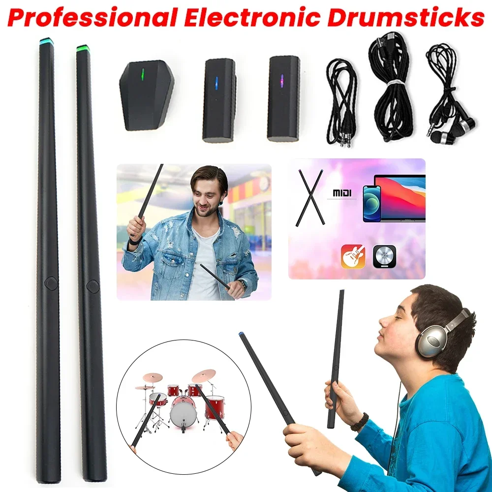 Professionelle elektronische Drumsticks, tragbarer Lufttrommel-Stick, virtuelles Schlagzeug-Set, Musikinstrumente für Anfänger, Kinder und Erwachsene