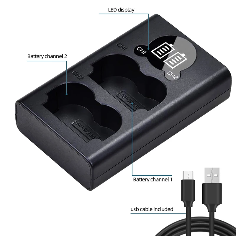 NP-W126S NP-W235 X-T100 X-S10/5 GFX100S/50S II X-A5 X-E4 المزدوج شاحن بطارية ل فوجي كاميرا X-Pro2 X100F X-T1 X-T10