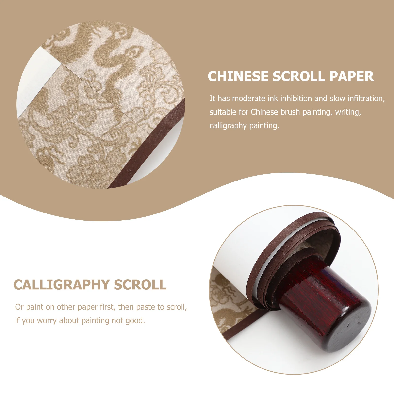 

Blank Chinese Scroll Paper Set 2Pcs Calligraphy Painting Roll Mini Art Canvas Hanging Sumi Rice Writing Wall Mounting Decor