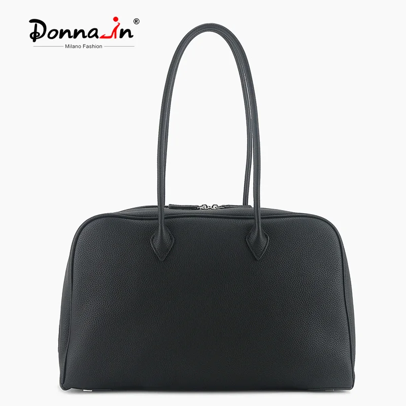 Donna-in Top Layer Cow Leather Handbag for Women Genuine Large Capacity Casual Shoulder Tote Bag Soft with Long Handle Fashion