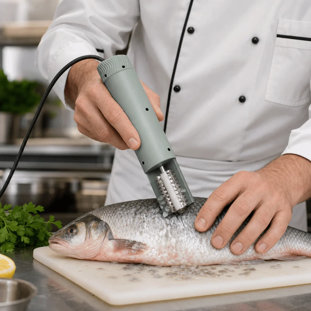 Rallador Eléctrico Anti-Salpicaduras para Pescado, Seguro para Cocina (EE. UU., UE, Reino Unido), Rallador de Coco Manual que Ahorra Esfuerzo, Triturador de Coco para Cocina Casera
