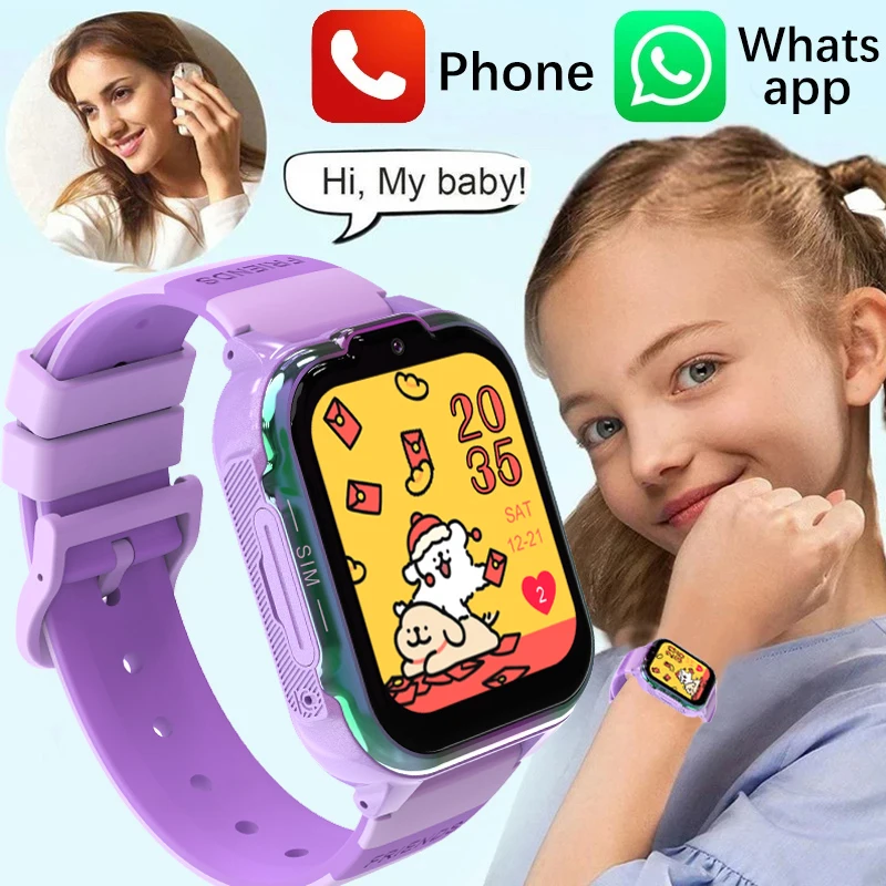 2024 New Kids Smart Watch GPS SOS Waterproof Smartwatch Clock 4G Video Call PhoneSIM Card Location Tracker Children Wristwatch