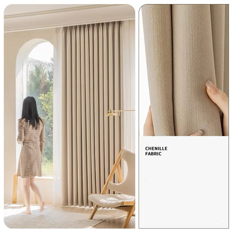 Full blackout non-coated non-red curtain bedroom living room French cream wind-delivered finished curtain fabric