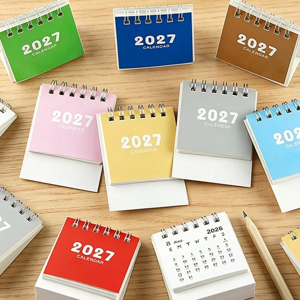 Gifts Mini 2027 Desk Calendar Double Coil Standing Base Standing Calendar Mini Calendar Daily Planning