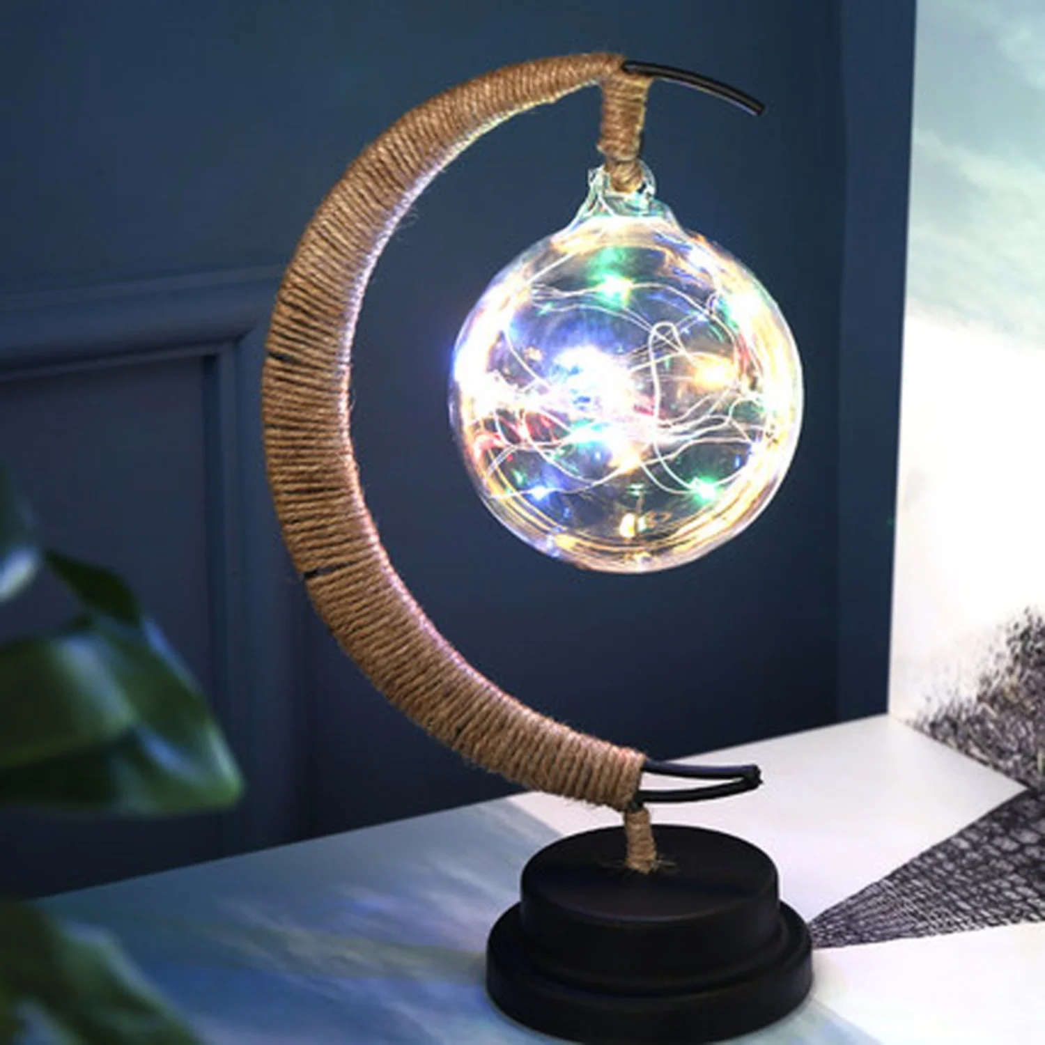 

Led Bedroom Decorative Light Moon Star Lamp Handmade Iron Night Light Room USB Decoration.