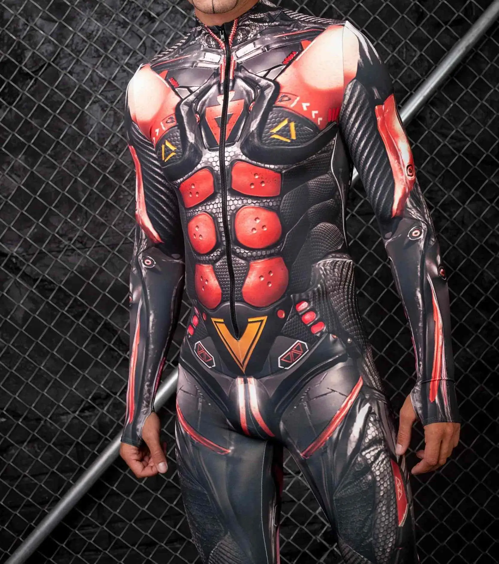 Bunte Mechanische Muskel-Tights Herren Jumpsuit Punk Cosplay Kostüm Bodysuit Party Festival Zentai Radsportbekleidung – Detail 21