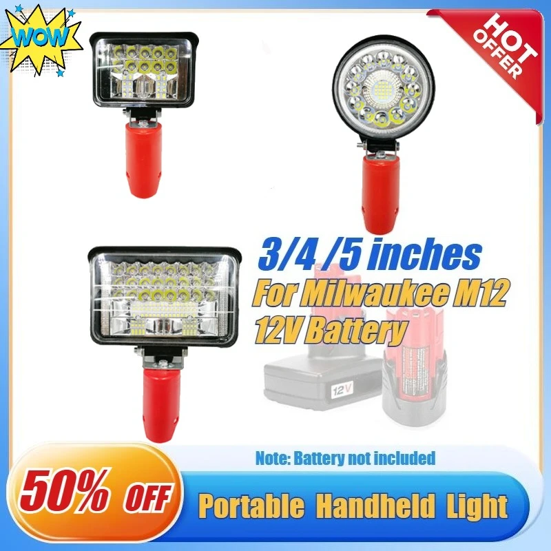 54W/104W/144W LED Work Light Spotlight Portable Lamp Handheld Outdoor Light Lantern for Milwaukee 12V Lithium Battery for M12