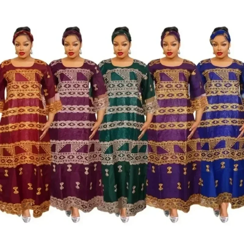 

2025 African Dresses for Women Traditional Africa Clothing Dashiki Ankara Outfits Gown Abayas Robe Muslim Kaftan Maxi Long Dress
