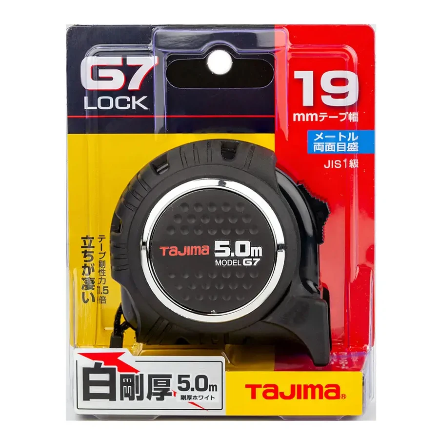 TaJIma Construction Tape Measure 5m x 19/25mm with mm Graduation,Retractable,Self-Locking for Designer, Decorator