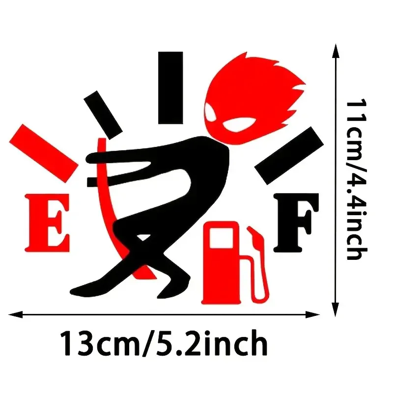 Humorous Car Stickers, High Fuel Consumption Decals, Angry Boy Adjusting The Fuel Gauge, Empty Fuel Gauge Car Stickers for Cars
