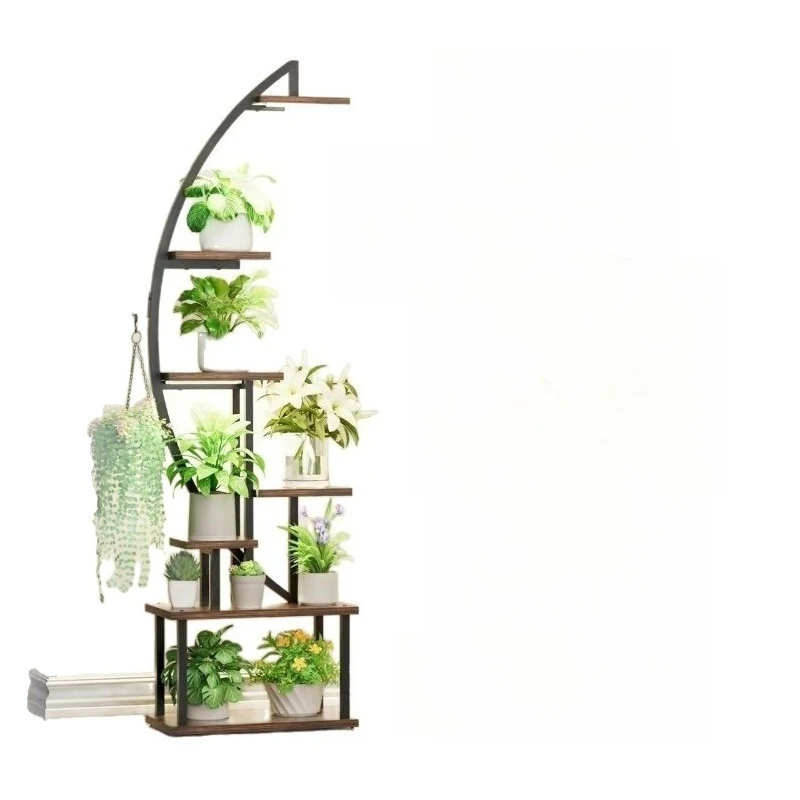 Moderne binnenplantenstandaard woonkamer balkon plank staal en houten constructie vloer tot plafond plantenstandaard bestseller