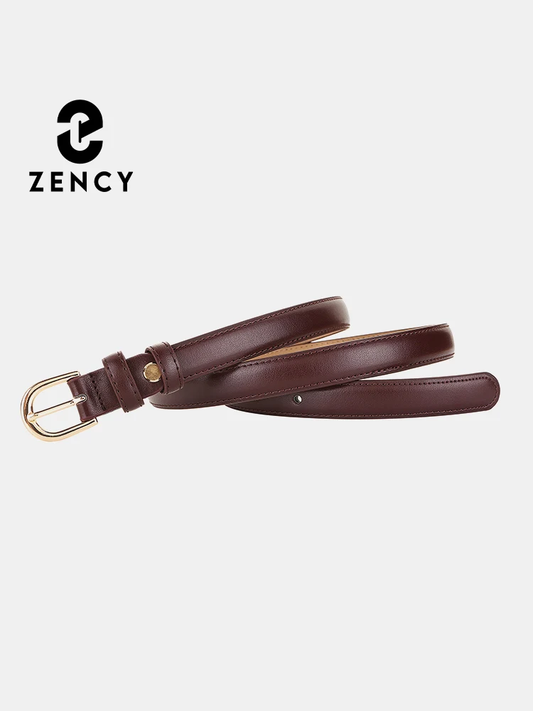 Zency 2024 Stylish Genuine Leather Waist Belt Female Simple Waistband High Quality Thin Belt Women Pin Buckle Strap Adjustable