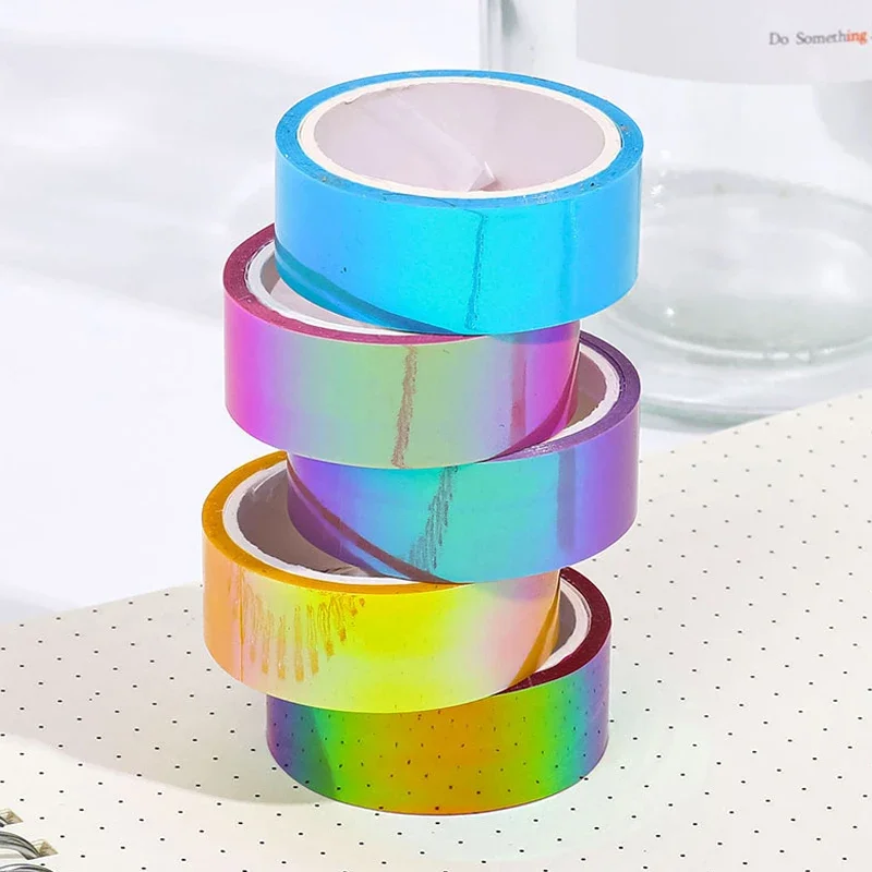 500cm holográfico RG Prismático brillo cinta aros palo gimnasia rítmica anillo decoración equipo de Fitness DIY Scrapbooking