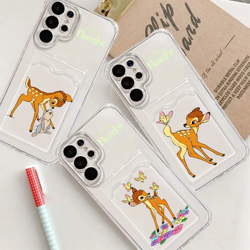 

Bambi Disney Fashion Cartoon For Samsung A73 A72 A54 A71 A52 A53 A32 A22 A14 A13 A23 5G Photo Card Bag Transparent Cover