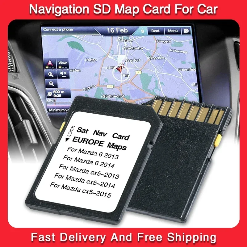 

Карта памяти SD 8 ГБ с обновлением GPS-навигации (карты ЕС/Великобритании) и программным обеспечением для GPS-систем Mazda 6 CX-5, обновление 2025 года, аксессуары для автомобильных GPS-радиоприемников