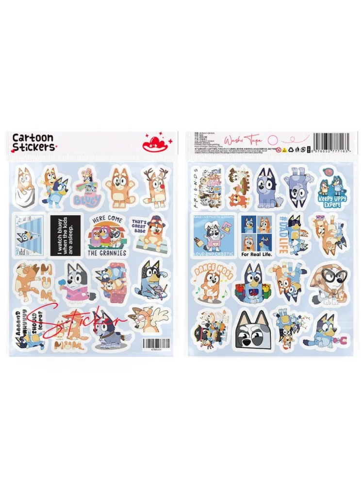 

In Stock 103Pcs Bluey Stickers Cartoon Anime Decals Bulk Wholesale for Water Bottle Luggage Phone Case