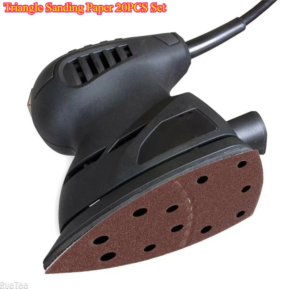 20Pcs 11-Hole Triangle Sanding Sheets, Mouse Shape Detail Sander Pads, Sandpaper Replacement for Bosch Orbital Sander