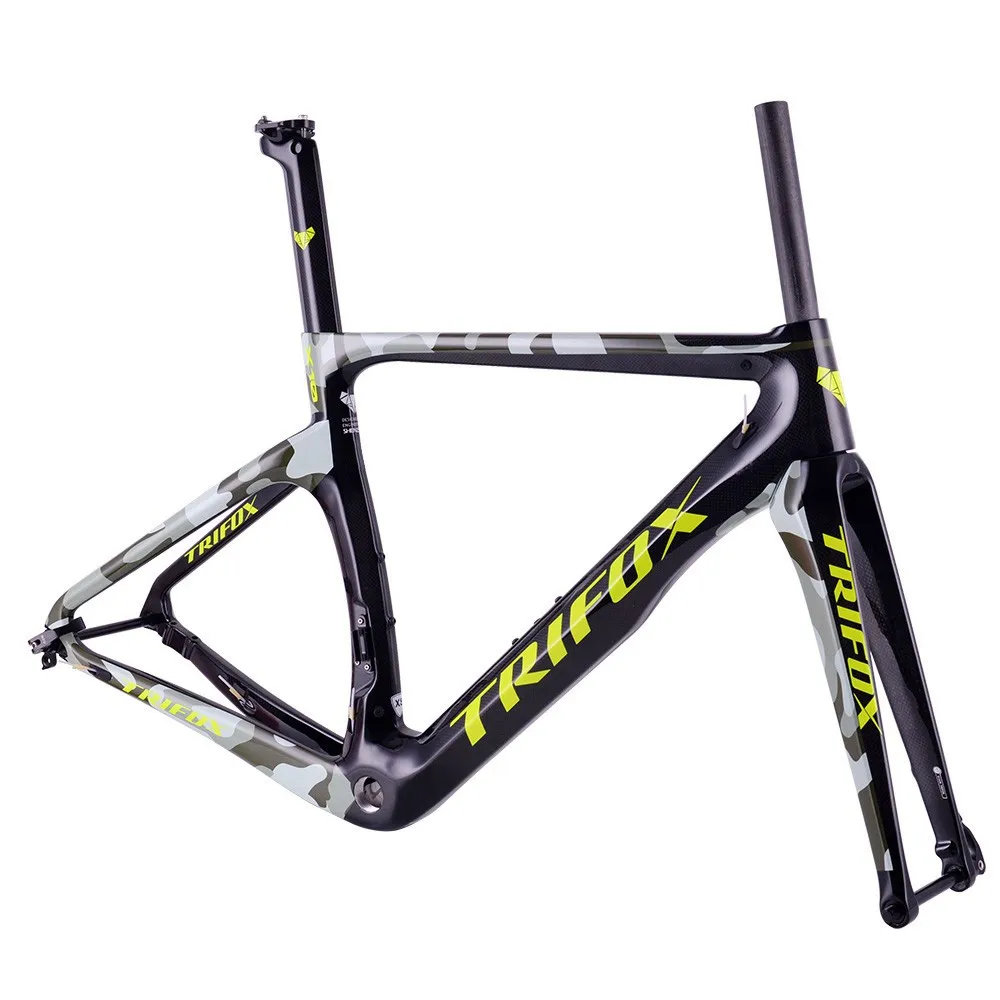 TRIFOX Official Carbon Road Bicycle Frame Disc Brake BB68 NK1K White Internal Cable Routing Di2 Racing Cycling Bike Frame Fork