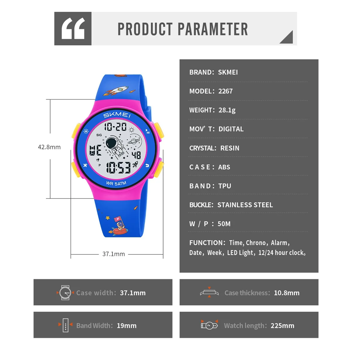 SKMEI Waterproof Kids Digital Wristwatches Creative Personality For Boys Girls Outdoor Sports Children's Wtatch Relogio Infantil