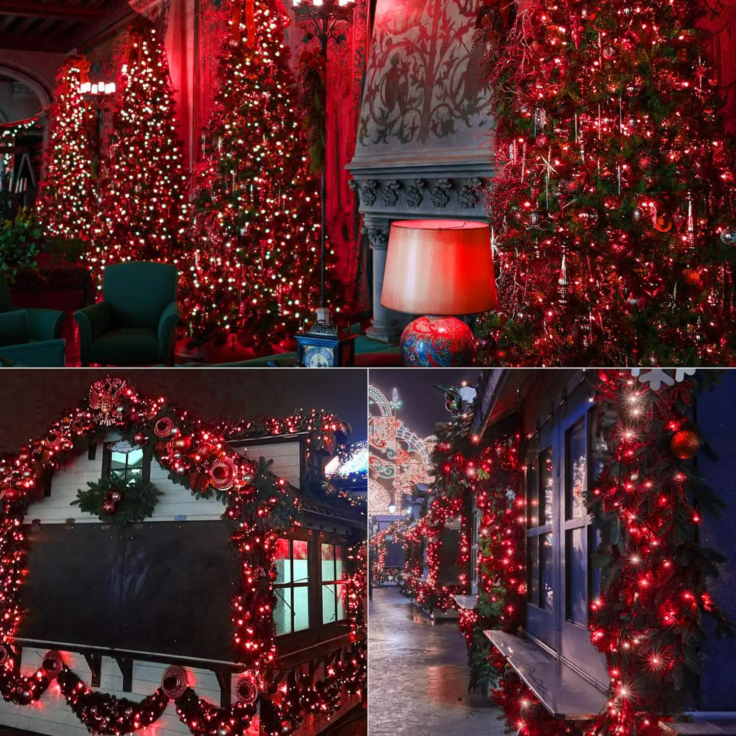 60M 100M LED String Light Outdoor Christmas/Halloween Garland Lights 8 modalità impermeabile verde scuro Xmas Tree String Lights