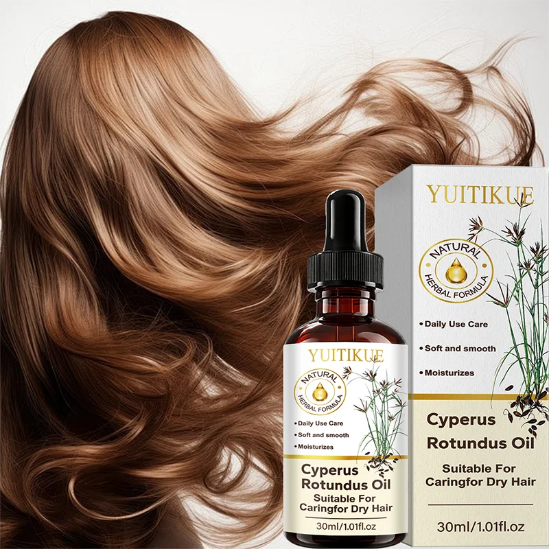 YUITIKUE Cyperus Rotundus Oil 30ml, Natural Herbal Hair Oil, Moisturize Dry Hair, Anti Frizz Smooth Shiny Daily Hair Care Serum