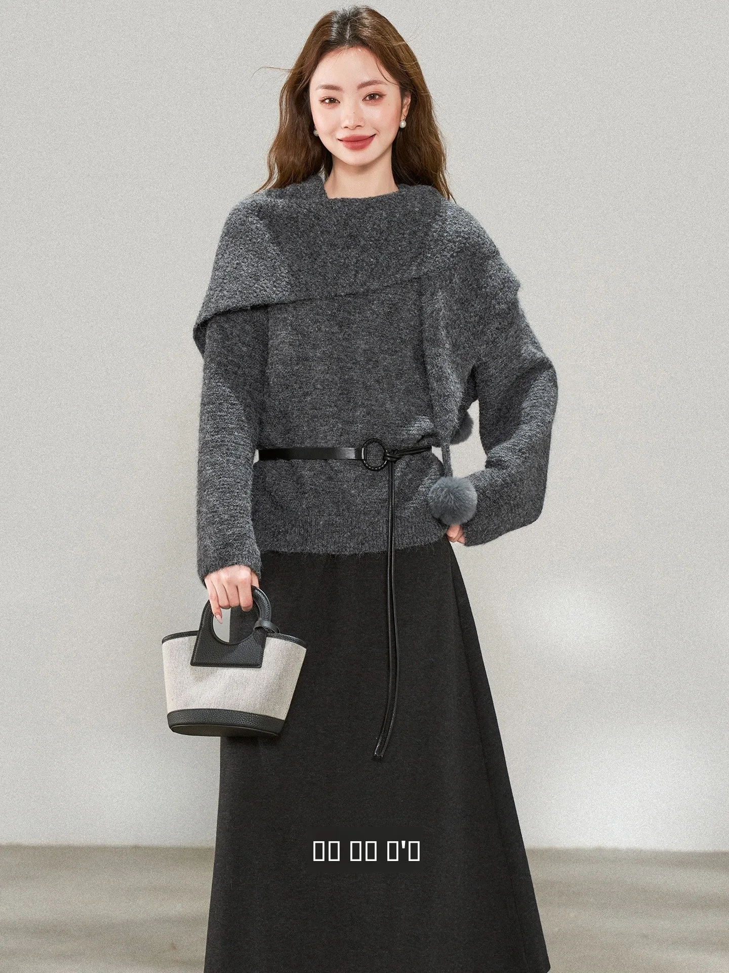 

Корейский модный вязаный свитер в стиле кэжуал с длинными рукавами и юбкой для женщин, теплый уютный зимний комплект от Tagkita