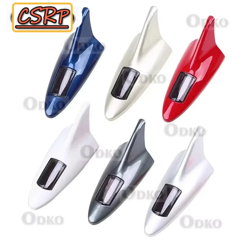Universal Car Shark Fin Antenna Solar Powered Anti Collision Anti-Rear-End LED Car Roof Warning Lamp Aerials Decorativw Antenna