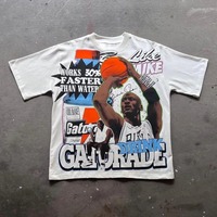 2000s gothic basketball stars Printed Short-sleeved Y2k Punk Round Neck Retro loose Casual T-shirt couple sport tops cotton tees