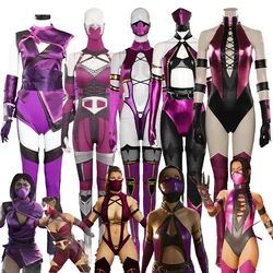 Mileena Cosplay Jumpsuit Costume Mask Game Mortal Cos Kombat 4 Adult Fantasy Outfits Fancy Female Halloween Carnival Party Suit