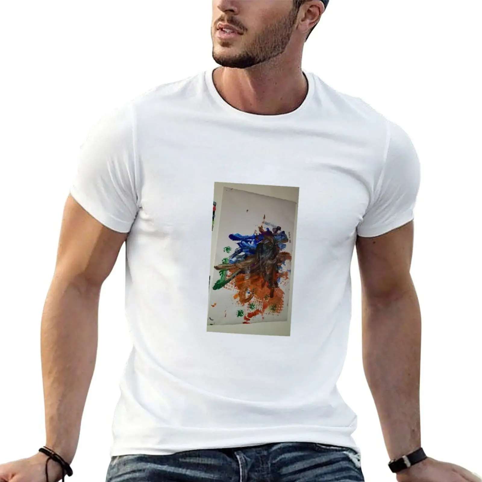 Lion with dragon head painting water colour T-Shirt funny costumes plus size clothes T-shirt men