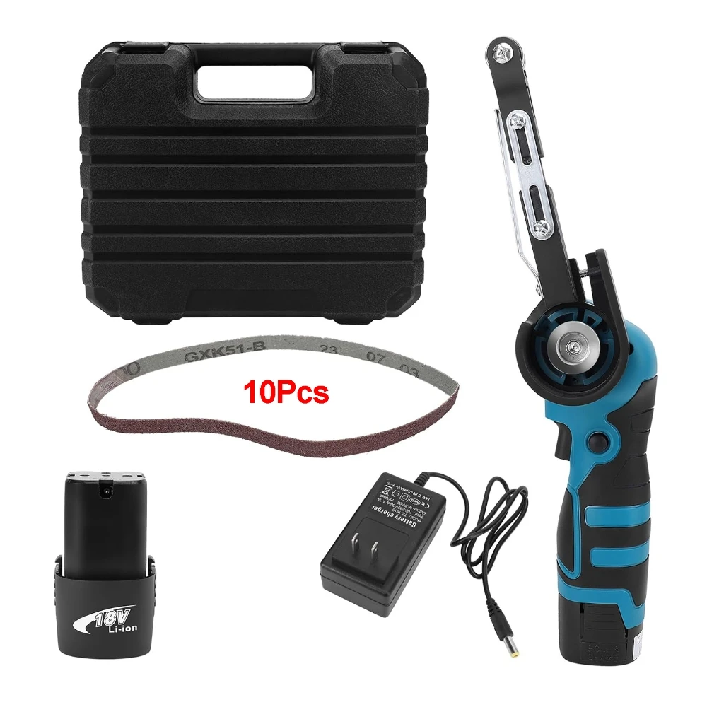 

Cordless Electric Belt Sander Polisher 16.8V Lithium-Ion Mini Belt Sander Variable Speed Angle Grinder Tool with Battery Charger