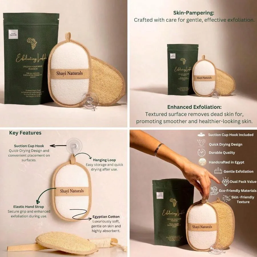 

Natural Loofah Exfoliating Body Scrubber 2 Pack Hook To Dry. Loofa/Loofah Sponge As Face And Body Scrubber Exfoliator Your Dail
