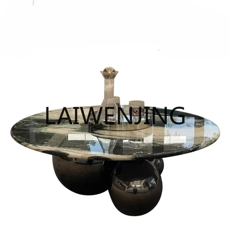 

Marble coffee table can be customized high-end design creative stainless steel round coffee table