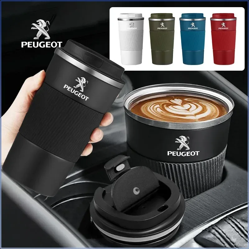 Car Vacuum Flasks Coffee Cup Travel Portable Insulated Bottles Caps for Peugeot 206 508 2008 5008 107 307 308 Wheel Center Caps