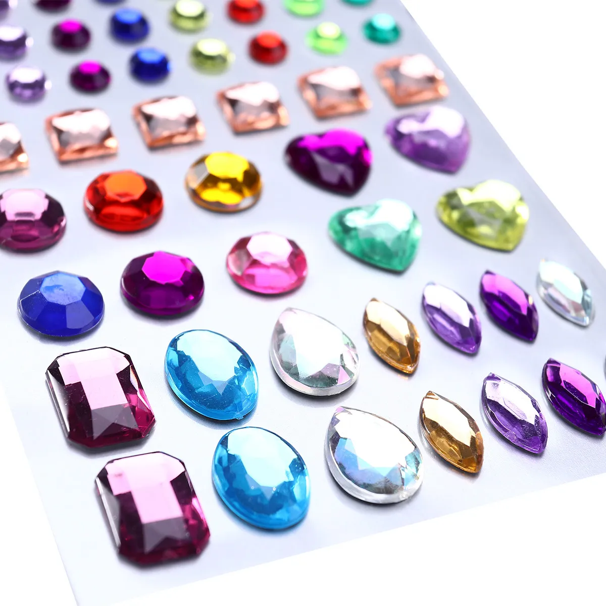 Assorted Crystal Rhinestone Stickers Acrylic Self-Adhesive Multicolor Various Shapes for Crafts Scrapbooks Face Painting Gems