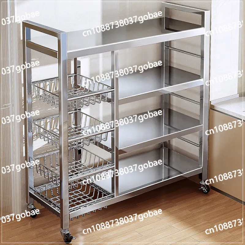 

Stainless steel vegetable basket kitchen rack floor multi-layer multi-function