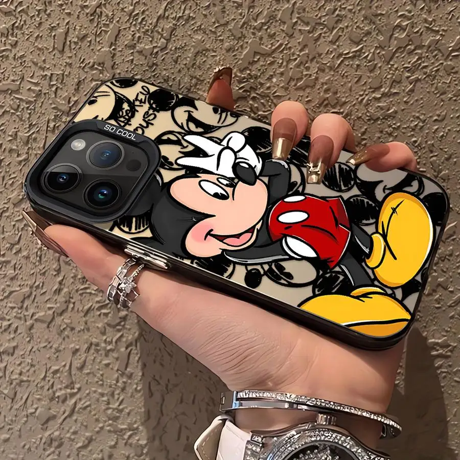 حافظة ديزني ميكي ماوس المضحكة لهاتف آيفون 11 12 13 برو ماكس 14 15 16 بلس 16e غلاف ناعم