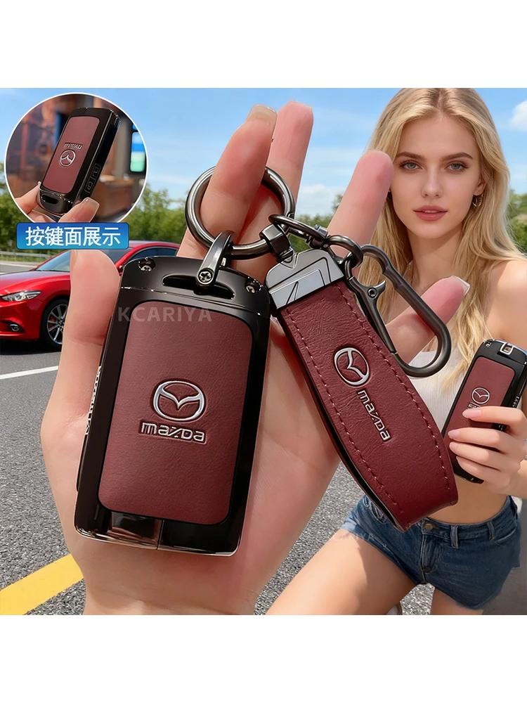 Pour Mazda Axela Atenza 3 2 6 CX3 CX5 CX30 CX8 CX9 MX5 RX7 RX8 SKYACTIV porte-clé de voiture en alliage de Zinc protecteur à distance couverture de clé de voiture