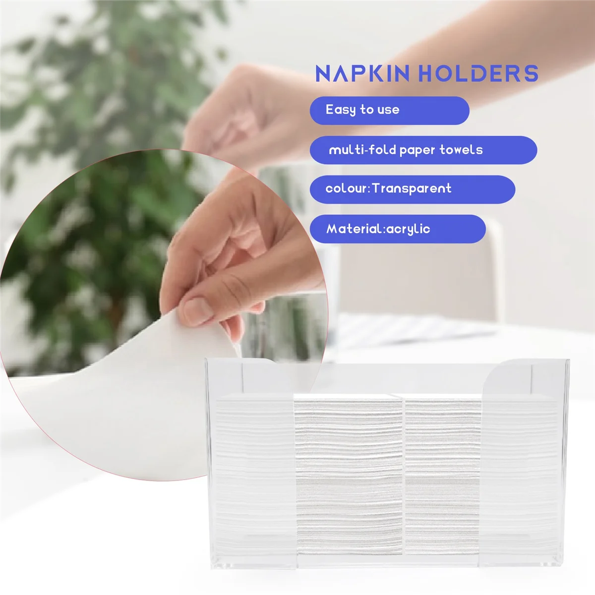 Countertop Paper Towel Dispenser,Clear Guest Towel Napkin Holder, Suitable for Z-Fold, C-Fold or Multi-Fold Paper Towels
