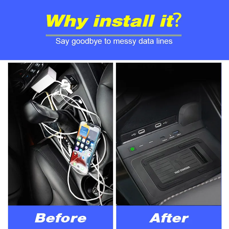 شاحن سيارة لاسلكي لملحقات Vw Tavendor 2023 15 وات محول لوحة شحن سريع للهاتف تعديل داخلي قطع غيار السيارات