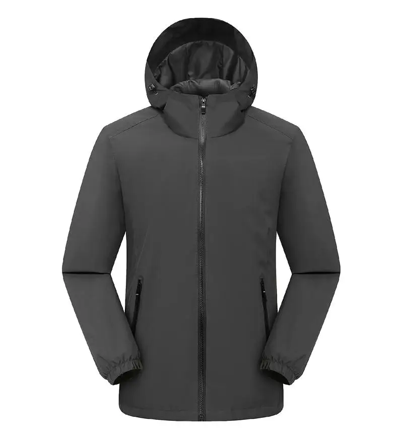 Autumn Winter Lightweight Men Jacket with Hood with Waterproof and Windproof Zipper Outdoor Fashion Men Sports Jacket DIY Logo