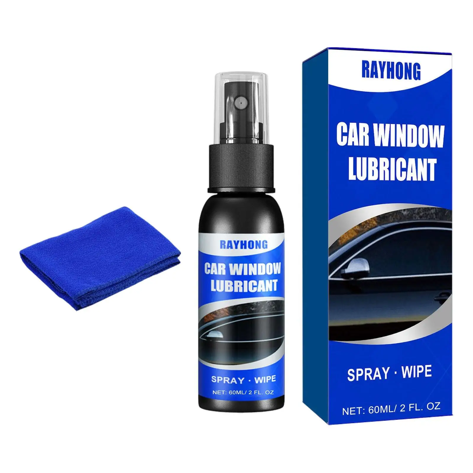 Car Rubber Seal Lubricant Spray Conditioner with Towel Reduce Friction for Car Safety Accessories