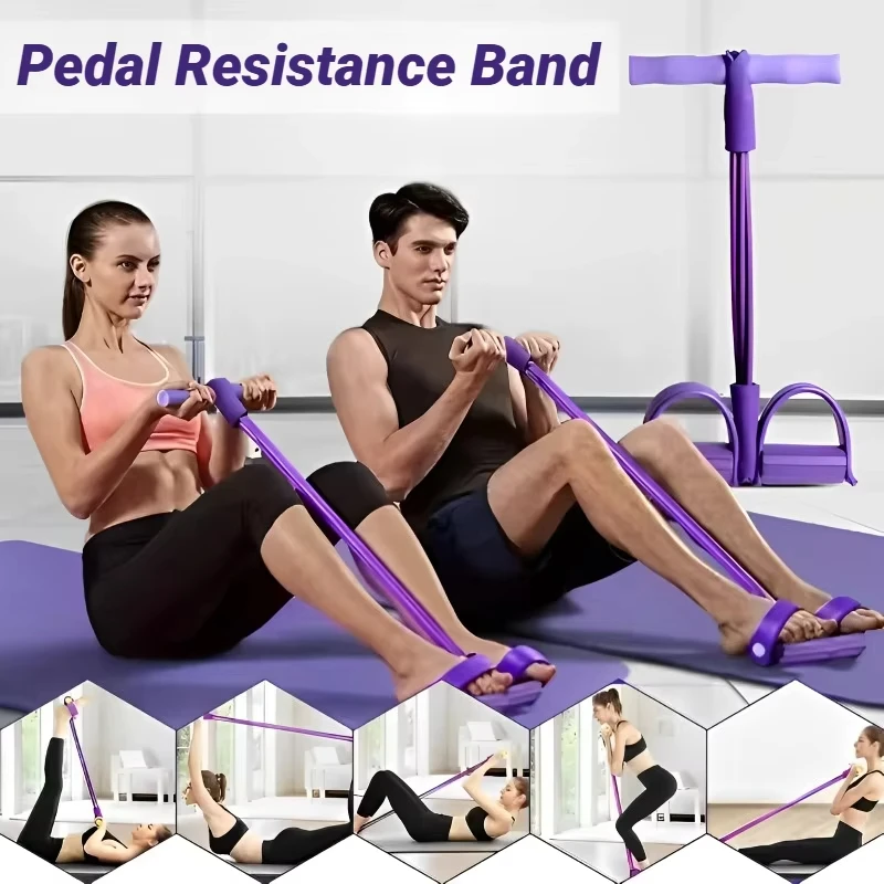 Multifunction Arm Strength Tension Rope Resistance Band Elastic Pedal Puller Leg Stretching Slimming Training Portable Equipment