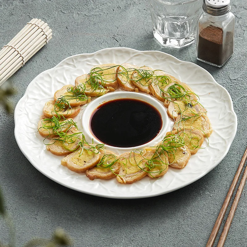 Cabbage Shaped Plate Ceramic White Light Luxury High-end Western Dining Plate Dinner Plates