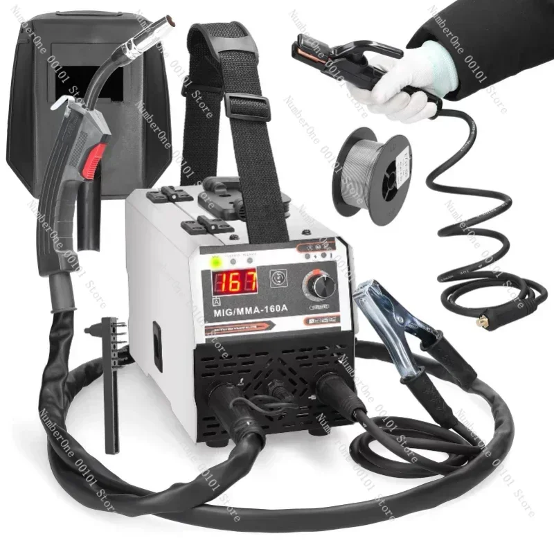 

2023 Model 120A Wide Voltage 110-220v with Accessories 1kg Airless Two-Shielded Welding Machine MiG/MMA-160